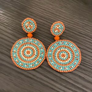 Orange and Blue beaded earrings